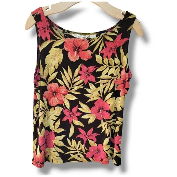 French Laundry petite women's tropical floral sleeveless blouse  - large - Picture 1 of 6